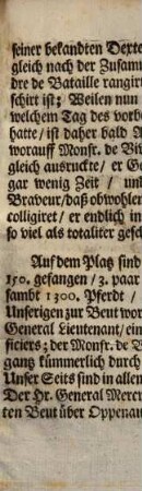 Schreiben Aus dem Kays. Feld-Lager bey Ettlingen vom 25. Sept., den durch den Herrn General Mercy bei Offenburg geschlagenen Frantzösischen General de Vivant betreffend