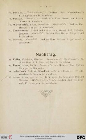 Nachtrag (Nr. 182 - 185)
