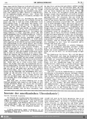 Inserate der amerikanischen Uhrenindustrie