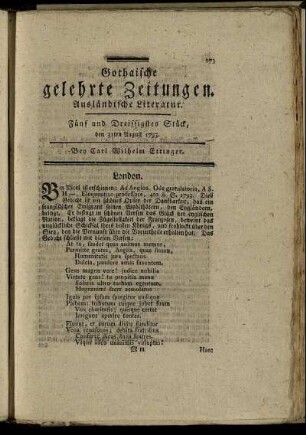 Fünf und Dreissigstes Stück, den 31ten August 1793.