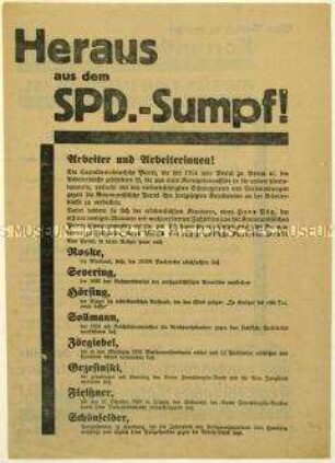Flugblatt der KPD gegen die SPD und Aufruf zu den Kommunalwahlen 1929