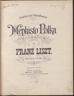 Mephisto-Polka : Fräulein Lina Schmalhausen gewidmet