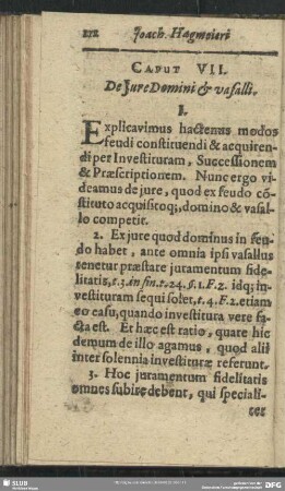 Caput VII. De Jure Domini & vasalli