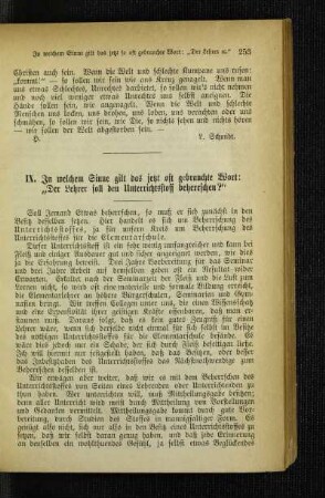 In welchem Sinne gilt das jetzt oft gebrauchte Wort: "Der Lehrer soll den Unterrichtsstoff beherrschen?"