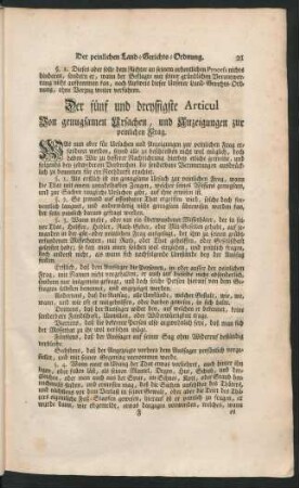 Der fünf und dreyssigste Articul Von genugsamen Ursachen, und Anzeigungen zur peinlichen Frag.