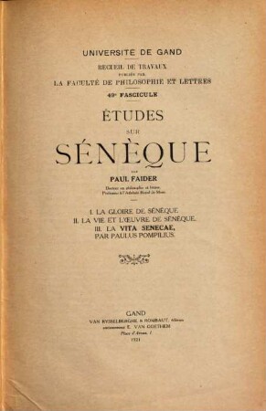 Études sur Sénèque