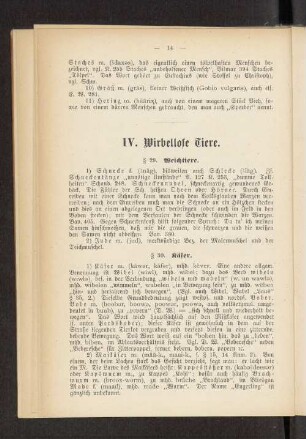 IV. Wirbellose Tiere.