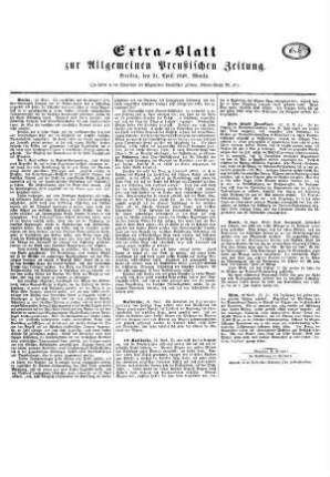 Extra-Blatt zur Allgemeinen Preußischen Zeitung.