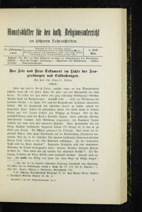 ¬Das¬ Alte und Neue Testament im Lichte der Ausgrabungen und Entdeckungen : (Schluß)