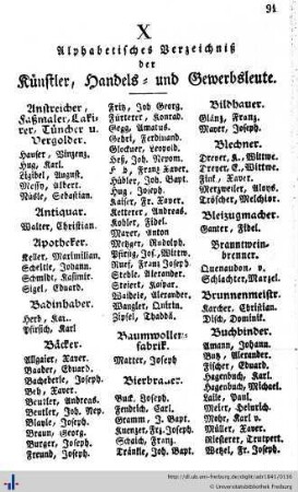 Verzeichniß der Künstler, Handels- uns Gewerbsleute