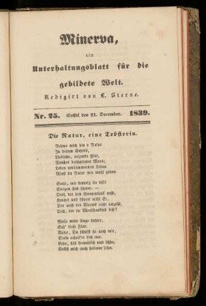 Minerva, Nr. 25, 21. December 1839