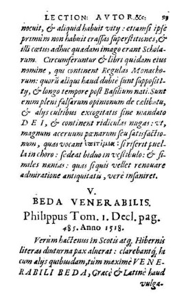 V. Beda Venerabilis. Philippus Tom. 1. Decl. pag. 485. Anno 1518.