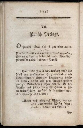 VII. Punsch Predigt.