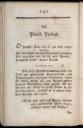 VII. Punsch Predigt.