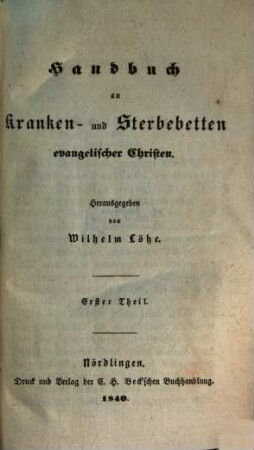 Handbuch an Kranken- und Sterbebetten evangelischer Christen, 1