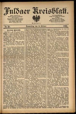 Erste Ausgabe vom Donnerstag, den 14. Februar 1901.