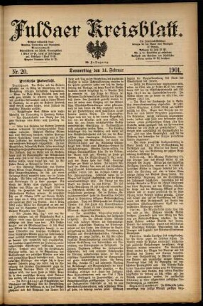 Erste Ausgabe vom Donnerstag, den 14. Februar 1901.