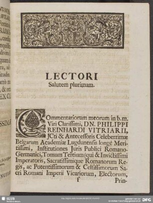 Lectori Salutem plurimam