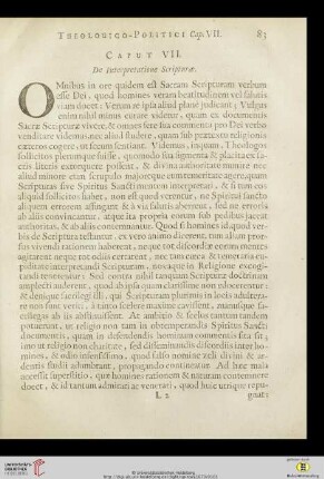 Caput VII: De Interpretatione Scripturae