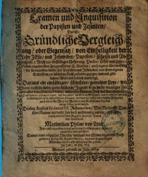 Examen und Inquisition der Papisten und Jesuiten ...