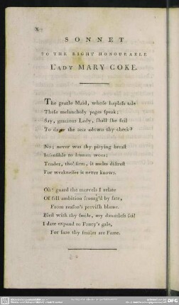 Sonnet To The Right Honourable Lady Mary Coke