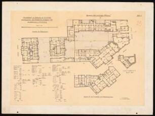 Ideenwettbewerb zur Bebauung des Grundstücks Hardenbergstraße/Bismarckstraße/Schillerstraße, Berlin-Charlottenburg: Grundriss EG, Variante Hardenbergstraße 1:200