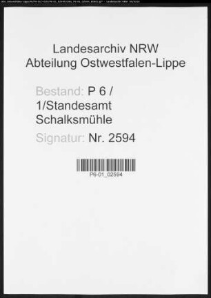 Sterberegister Standesamt Schalksmühle