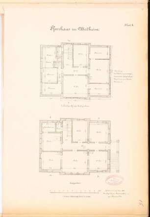 Pfarrhaus, Wirtheim: Grundrisse 1.OG bzw. DG und EG