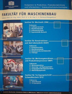 Institute der Fakultät für Maschinenbau