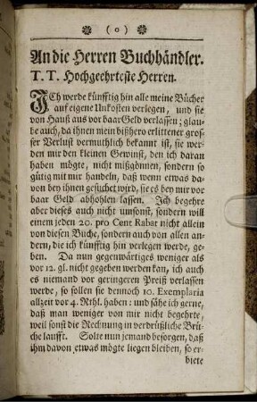 An die Herren Buchhändler.