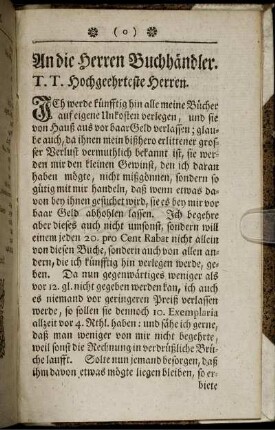 An die Herren Buchhändler.