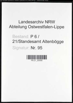 Sterberegister Standesamt Altenbögge
