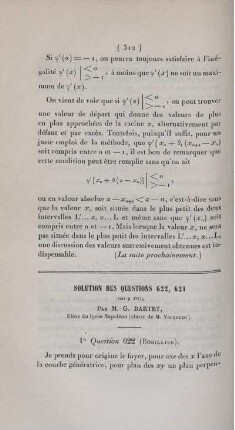 Solution des questions 622, 621.