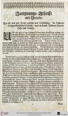 Zueignungs = Schrifft und Vorrede