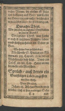 Sprüch/ auß denen ein Gottseliges Leben angestelt werden mag.