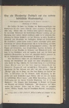 Eine alte Moralpredigt Buddha's und eine moderne buddhistische Glaubenspredigt