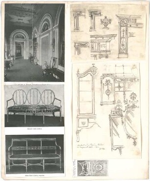 Rosenbauer, Gregor; Frankfurt; Studienarbeiten - Innenraum, Kaminmantel, Schrank, Sessel, Sofa (Ansicht, Innenraumperspektive, Detail)