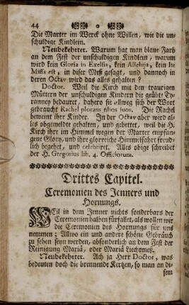 Drittes Capitel. Ceremonien des Jenners und Hornungs.