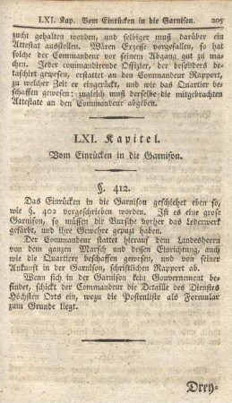 LXI. Kapitel. Vom Einrücken in die Garnison.