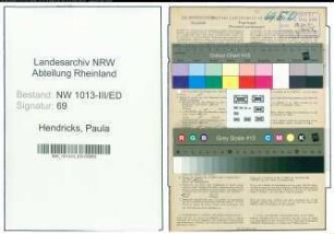 Entnazifizierung Paula Hendricks , geb. 15.09.1887 ()