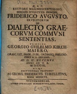 Ervditorvm De Dialecto Graecorvm Commvni Sententias