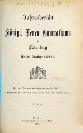 Jahresbericht. 1896/97