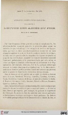 3.Ser. 4.1893: Quelques observations cliniques pour servir à l'étude des abcès du foie