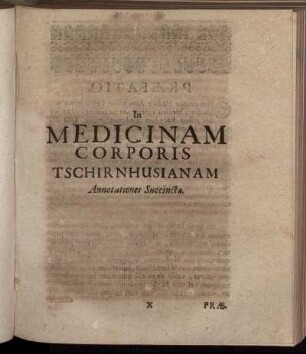 In Medicinam Corporis Tschirnhusianam : Annotationes Succincta.
