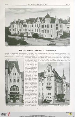 Aus der neueren Bautätigkeit Magdeburgs