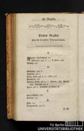Drittes Register über die dänischen Pflanzennamen.