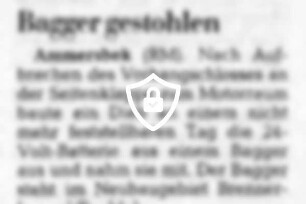Batterie aus Bagger gestohlen