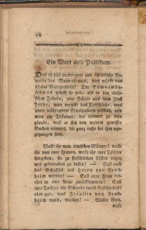 Ein Wort an's Publikum