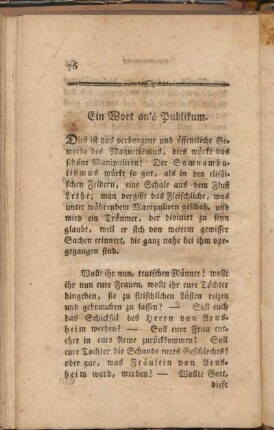 Ein Wort an's Publikum