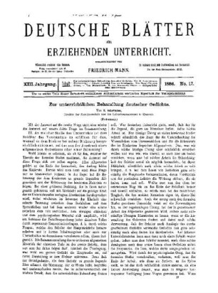 Zur unterrichtlichen Behandlung deutscher Gedichte : (Fortsetzung)